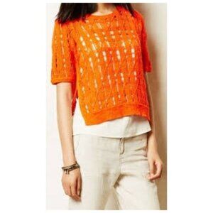Anthropologie Orange Crew Neck Sweater